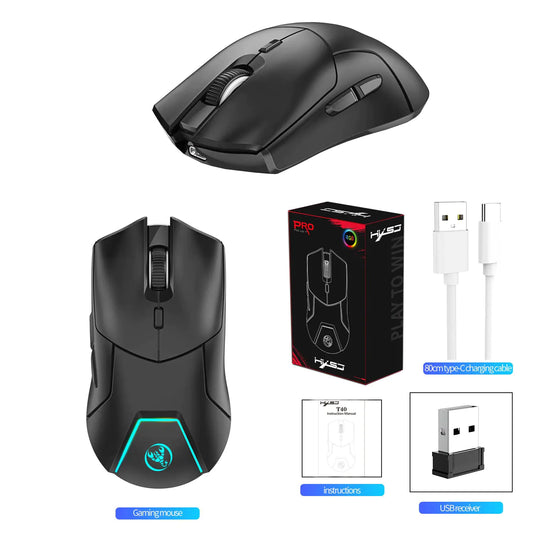 Souris de jeu sans fil HXSJ 2,4 GHz avec 4 000 DPI