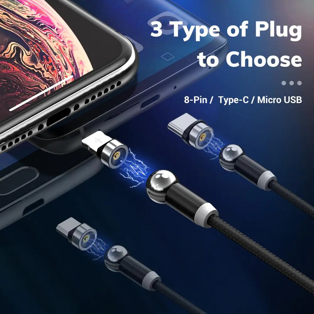 360° Magnetic Charging Cable for iPhone and Android